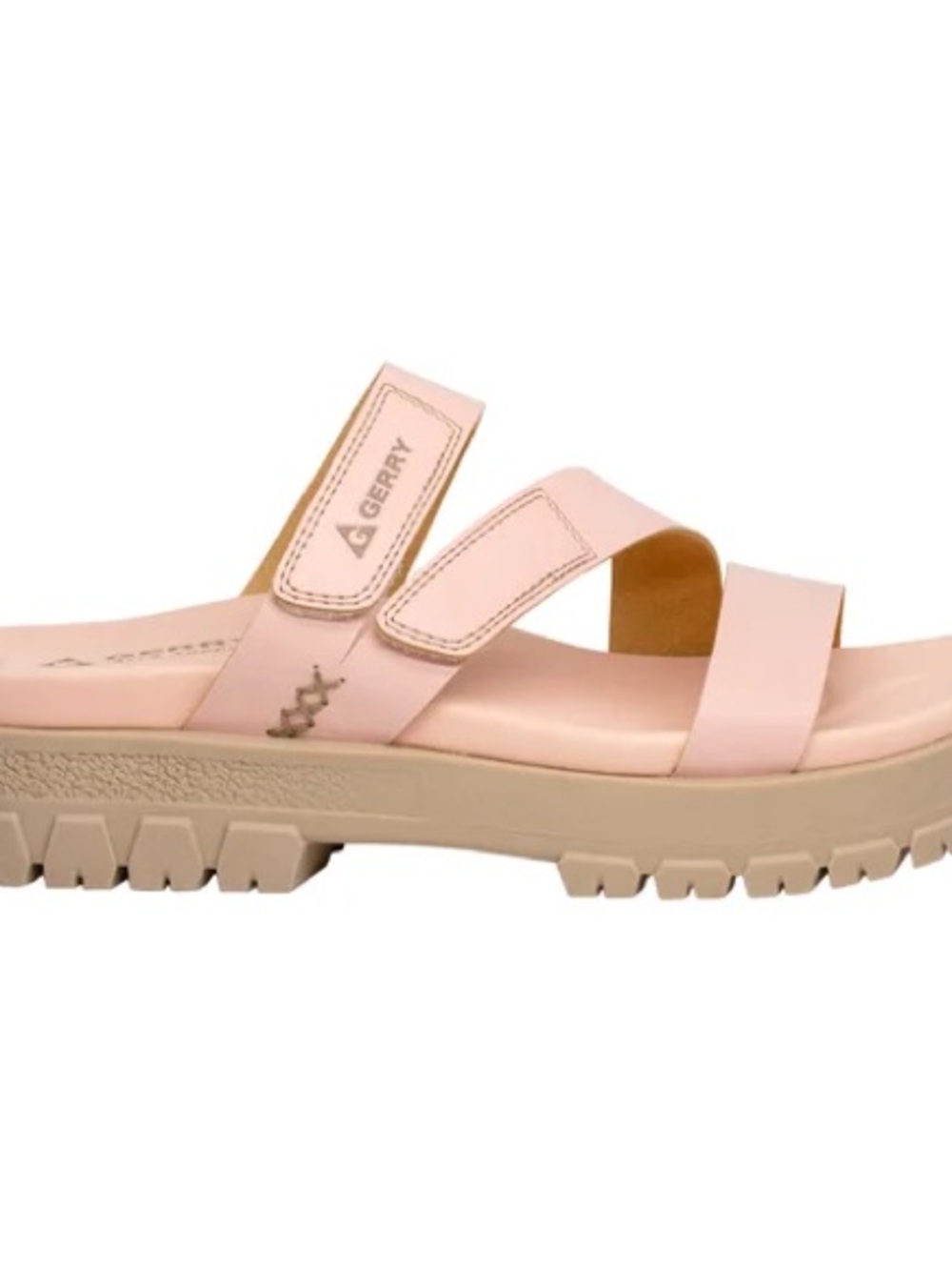 Gerry Weber Pale Pink Slide Sandals with Tan Platform Sole